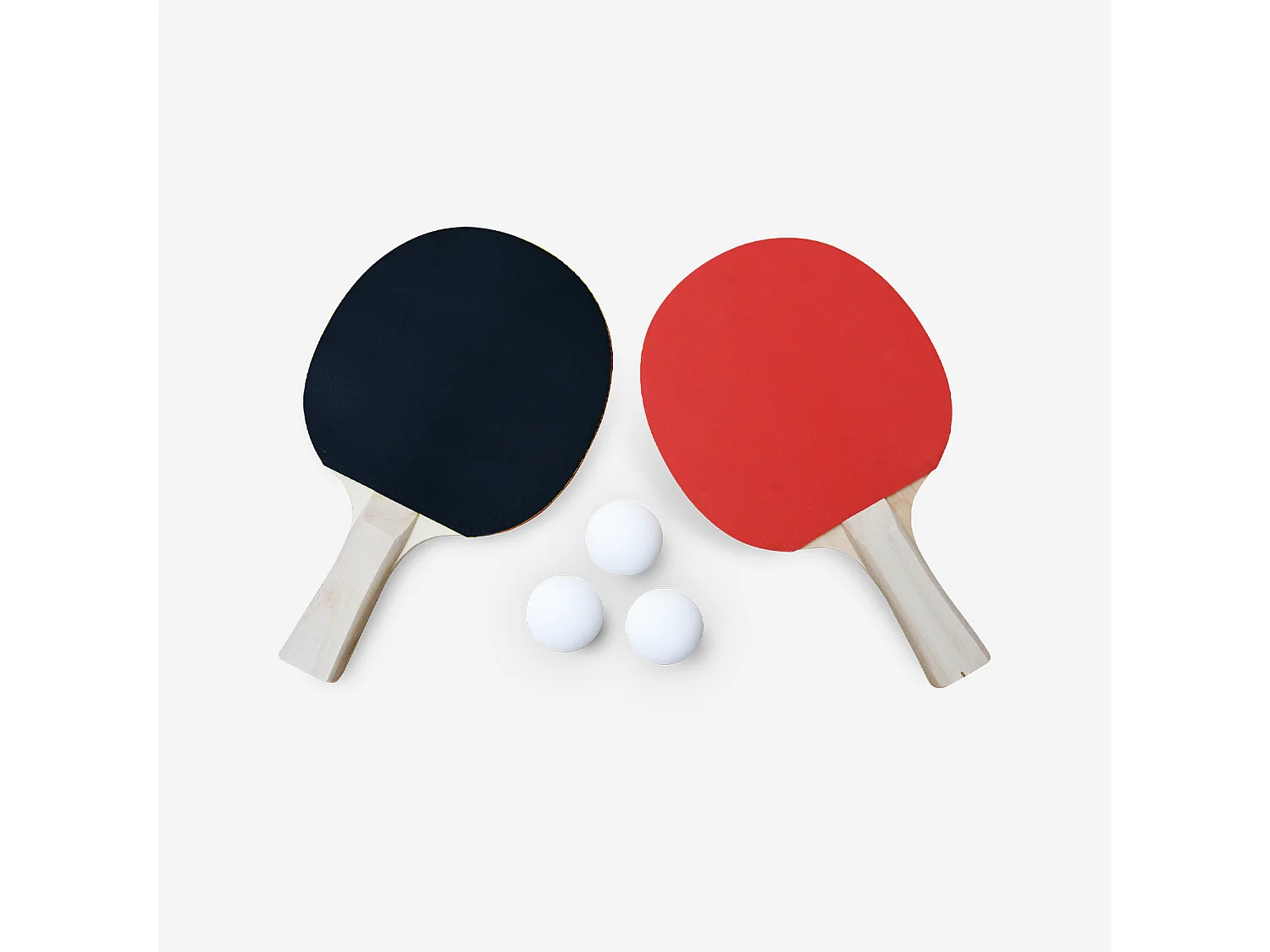 Set di 2 racchette e 3 palline per tavolo da ping-pong, nero/rosso