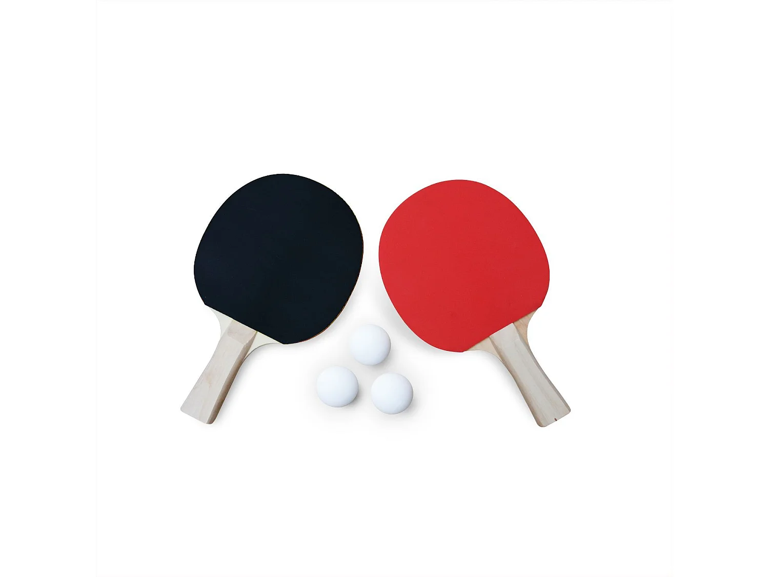Set di 2 racchette e 3 palline per tavolo da ping-pong, nero/rosso