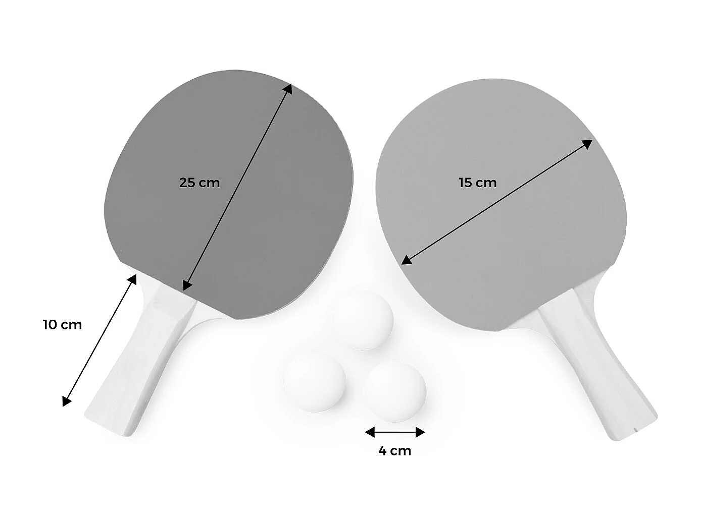 Set di 2 racchette e 3 palline per tavolo da ping-pong, nero/rosso