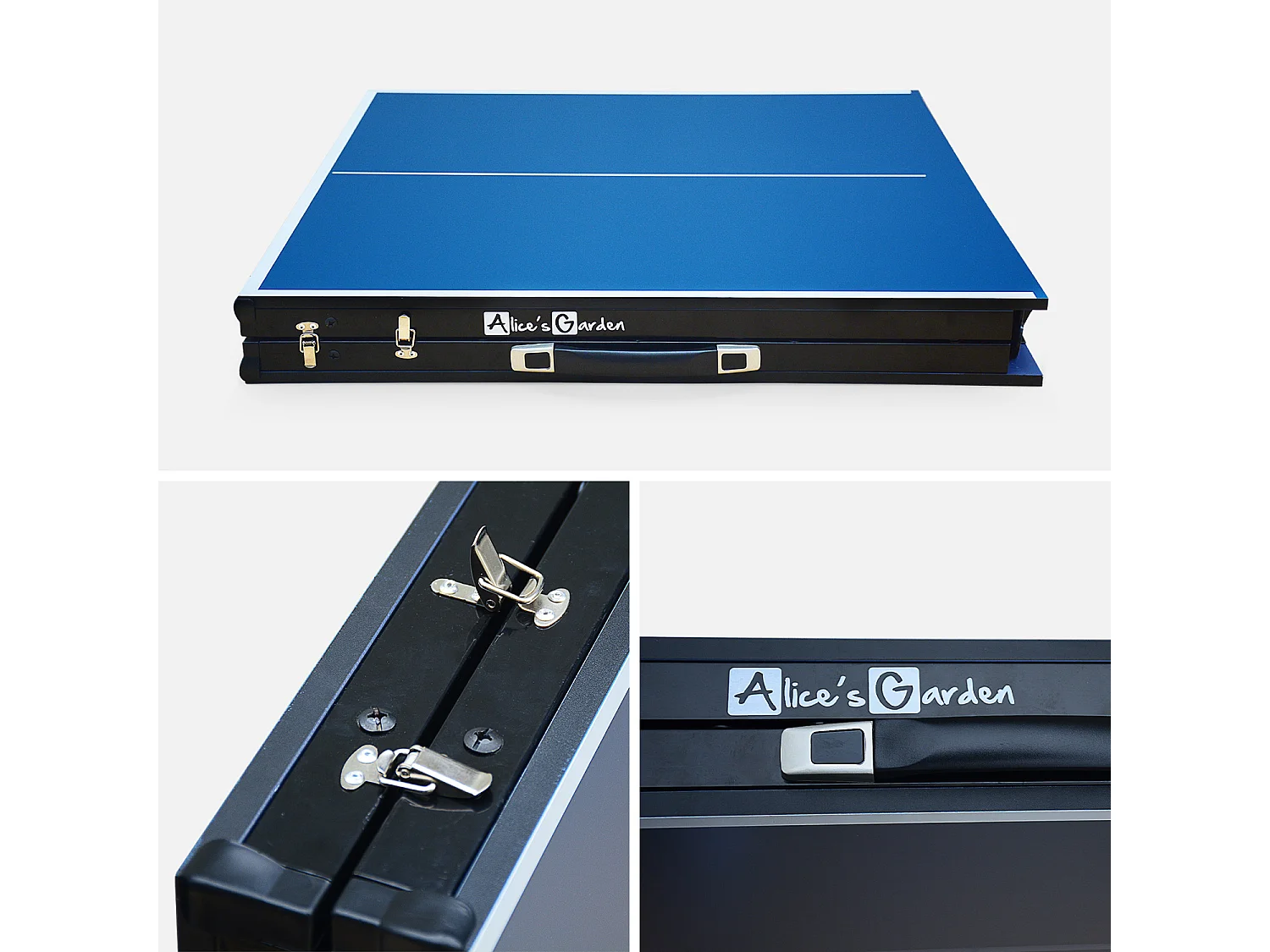 Mini table de ping pong 150x75cm - table pliable INDOOR bleue. avec 2 raquettes et 3 balles. valise de jeu pour utilisation intérieure. sport tennis de table