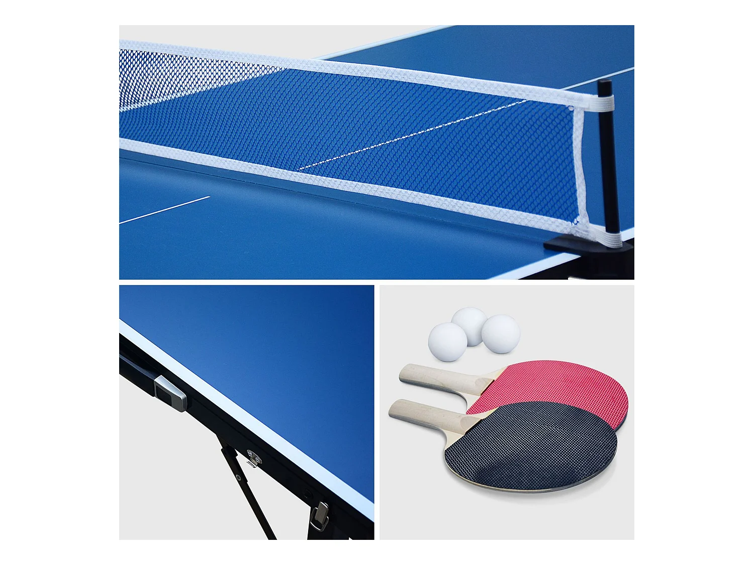 Mini table de ping pong 150x75cm - table pliable INDOOR bleue. avec 2 raquettes et 3 balles. valise de jeu pour utilisation intérieure. sport tennis de table
