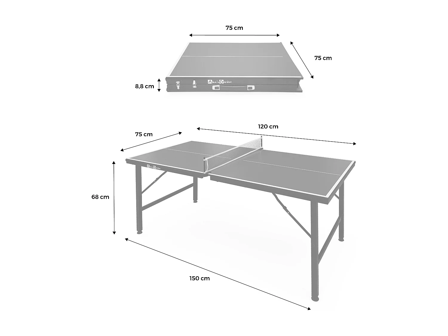 Mini table de ping pong 150x75cm - table pliable INDOOR bleue. avec 2 raquettes et 3 balles. valise de jeu pour utilisation intérieure. sport tennis de table
