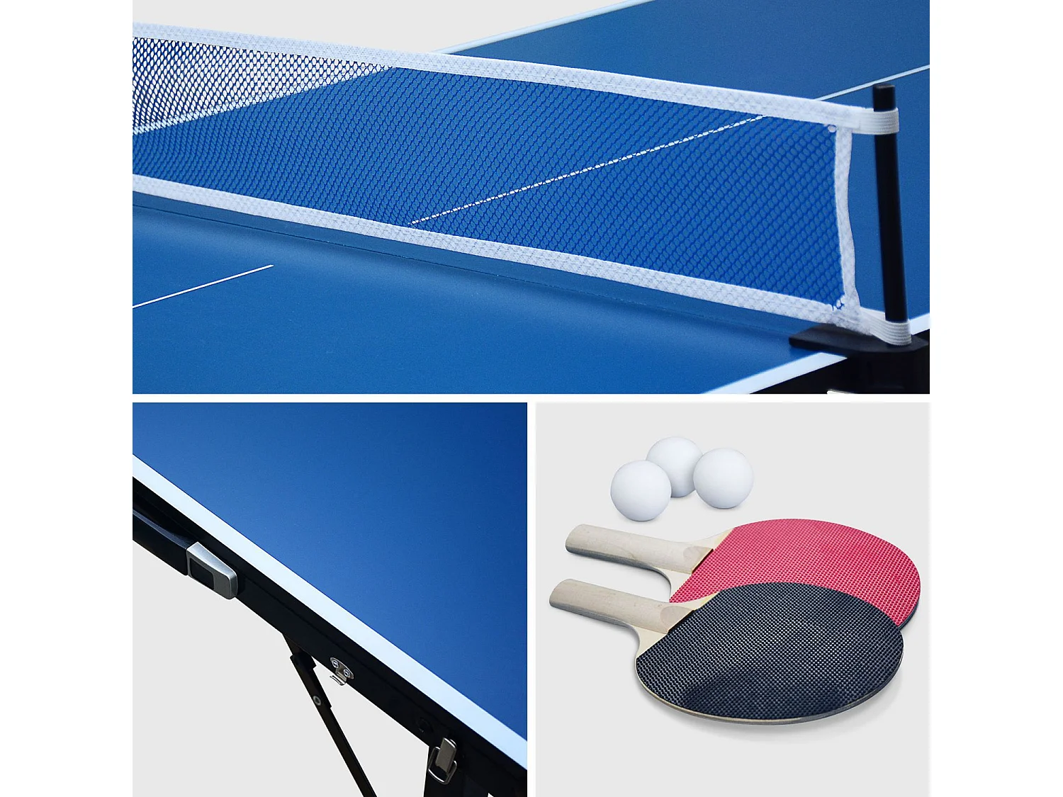 Mini tavolo da ping pong pieghevole per interni con 2 racchette e 3