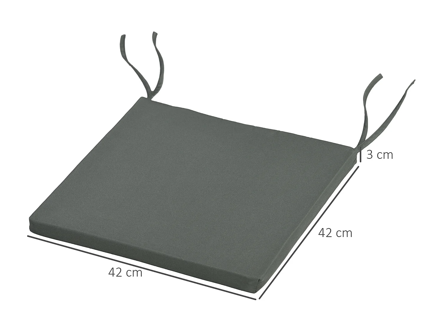 Lot de 6 coussins de chaises de jardin polyester gris foncé