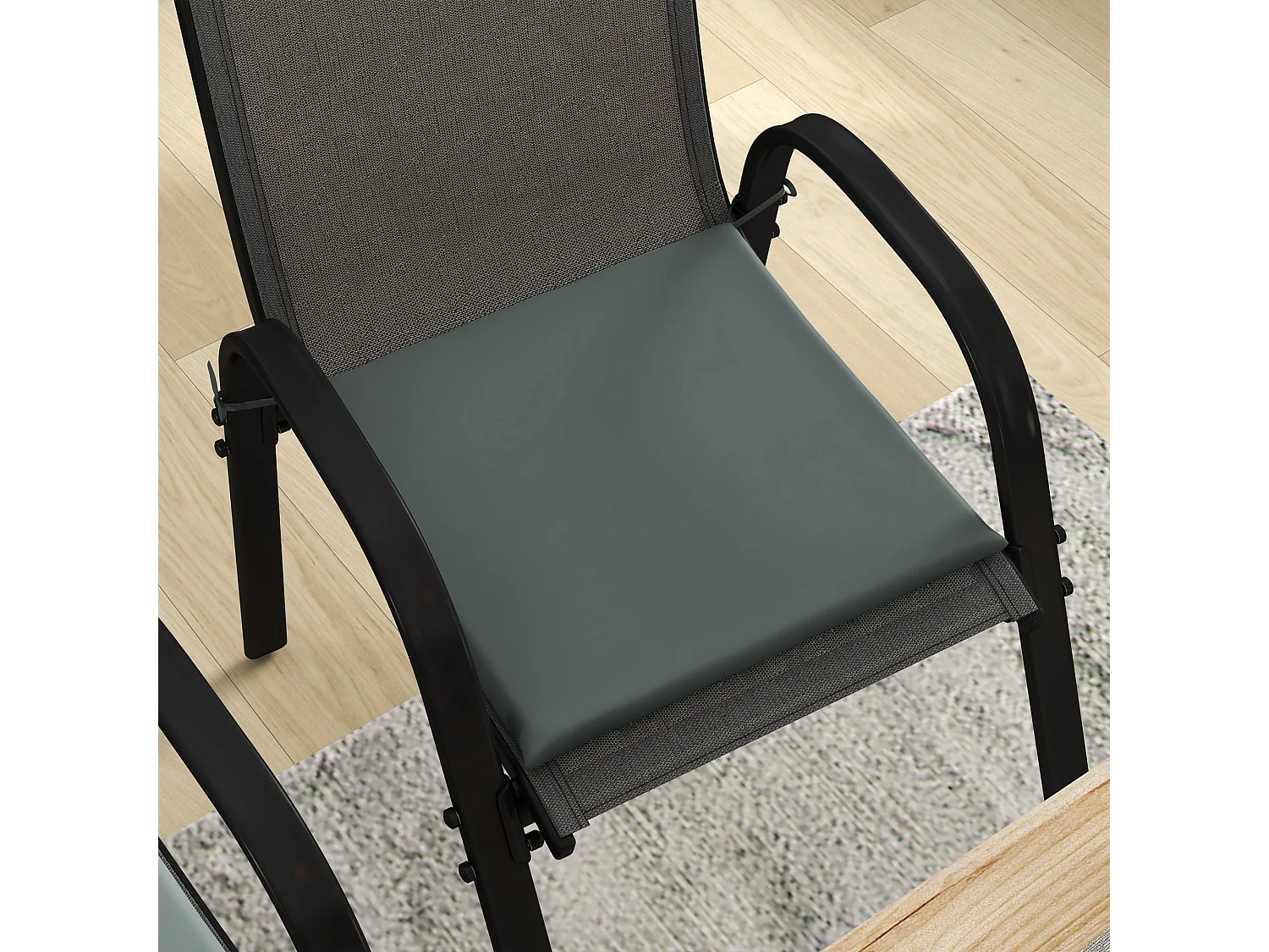 Lot de 6 coussins de chaises de jardin polyester gris foncé