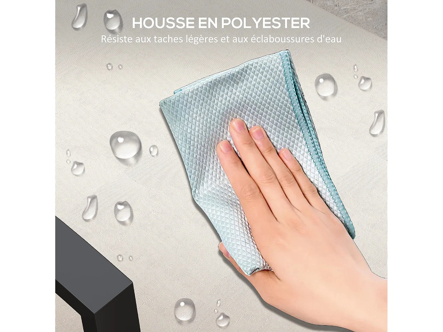 Lot de 2 coussins galettes de chaise de jardin - dim. 112L x 51l x ép. 8 cm - cordons attache - polyester déperlant beige