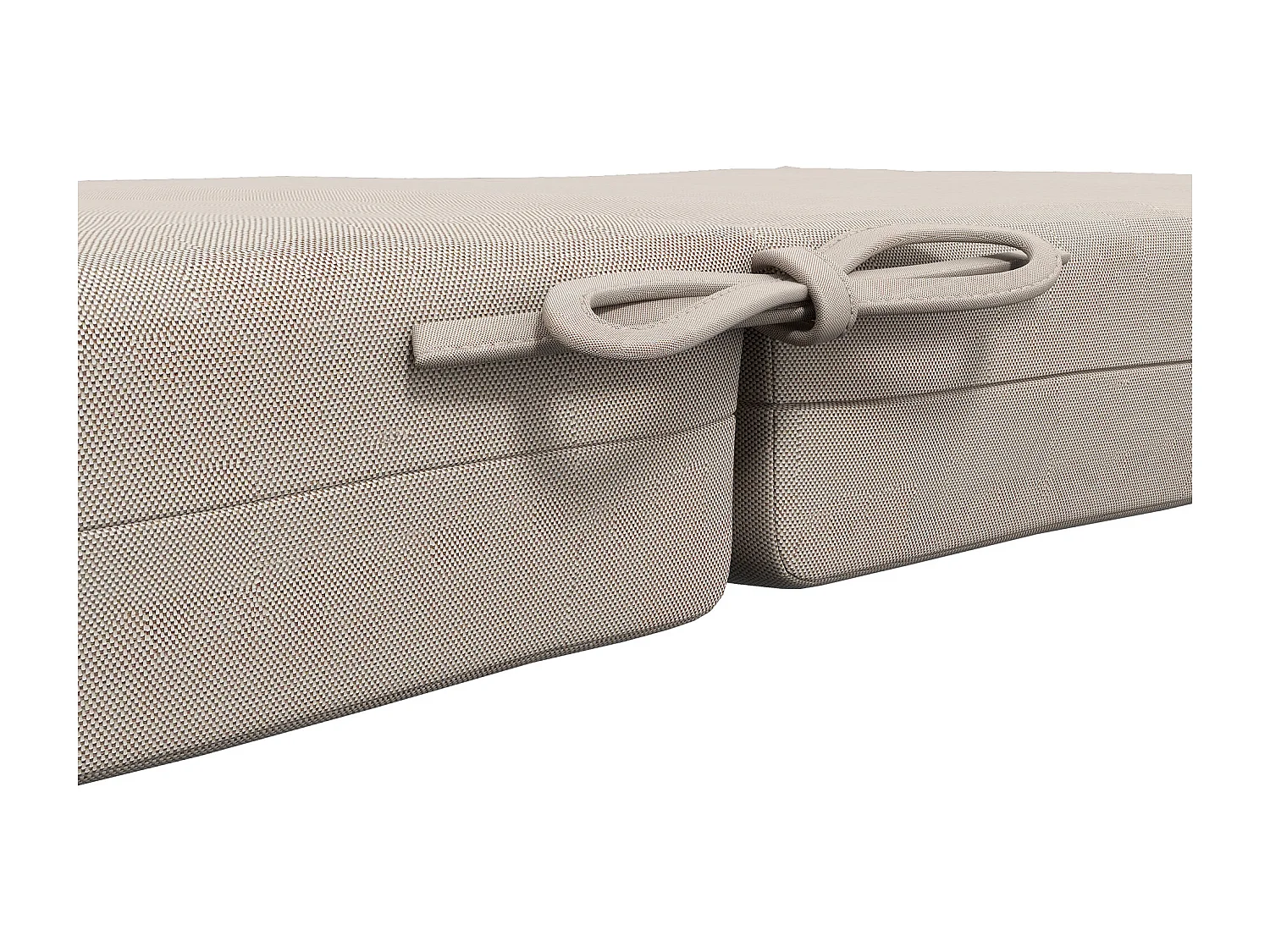 Lot de 2 coussins galettes de chaise de jardin - dim. 112L x 51l x ép. 8 cm - cordons attache - polyester déperlant beige