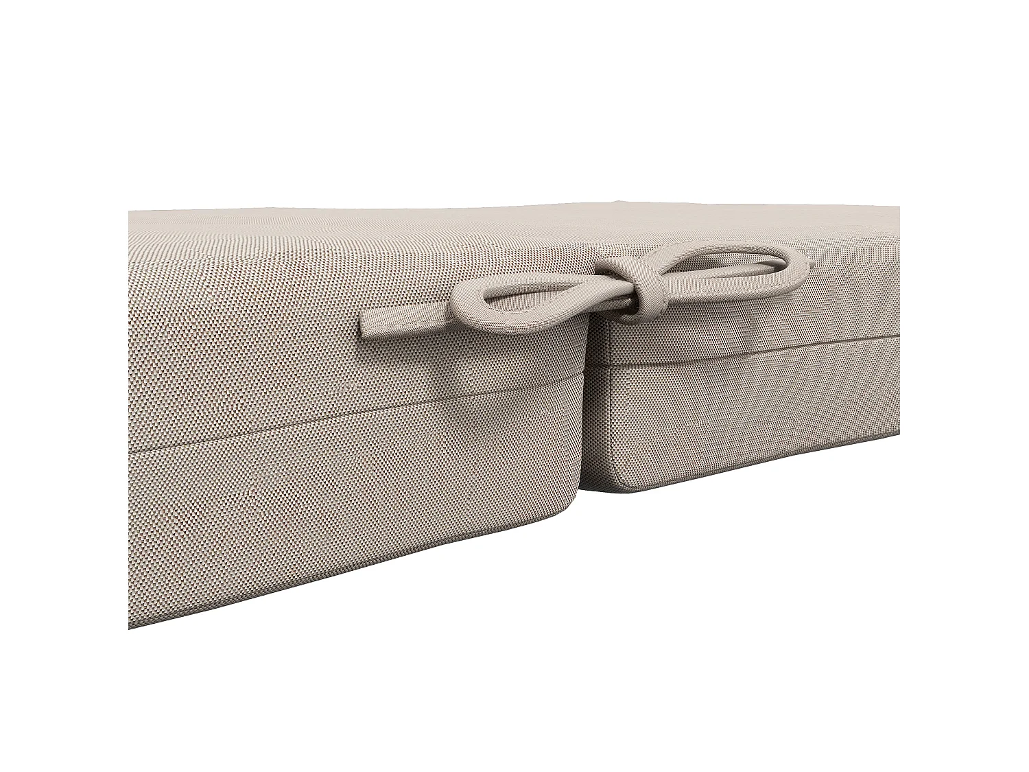 Lot de 2 coussins galettes de chaise de jardin - dim. 112L x 51l x ép. 8 cm - cordons attache - polyester déperlant beige