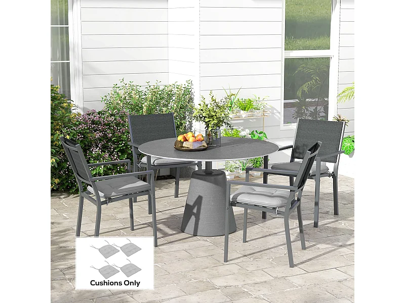 Lot de 4 coussins de chaises de jardin polyester gris clair