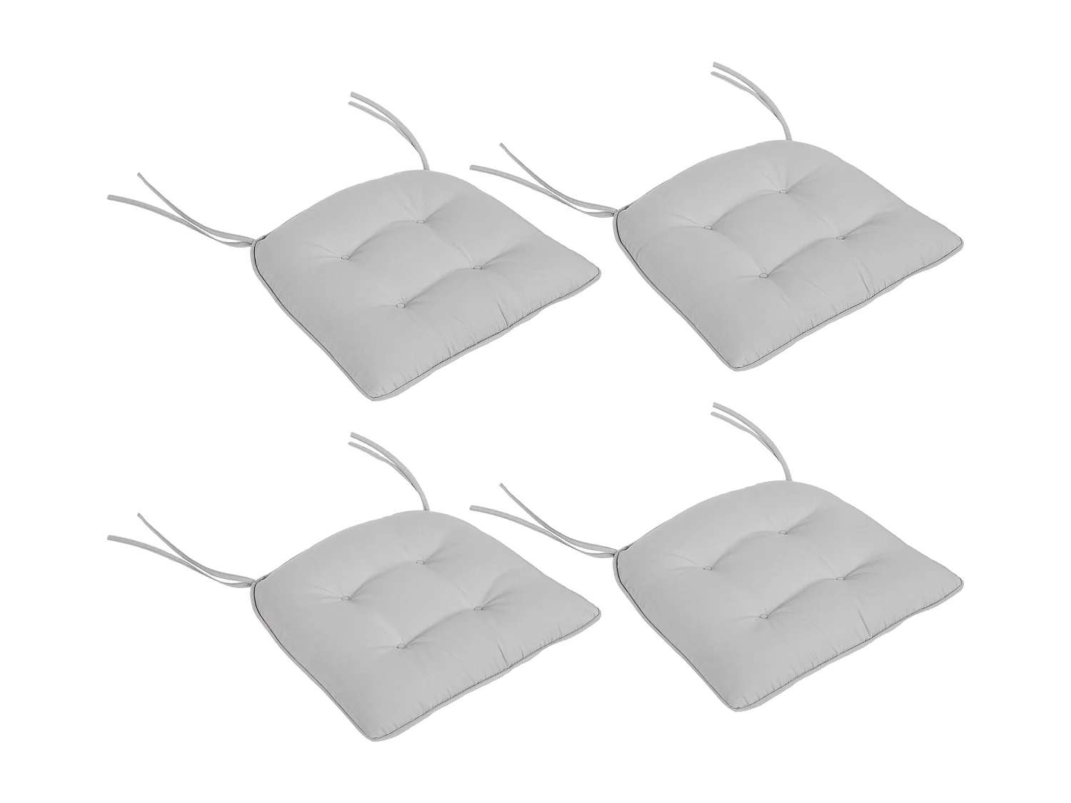 Lot de 4 coussins de chaises de jardin polyester gris clair