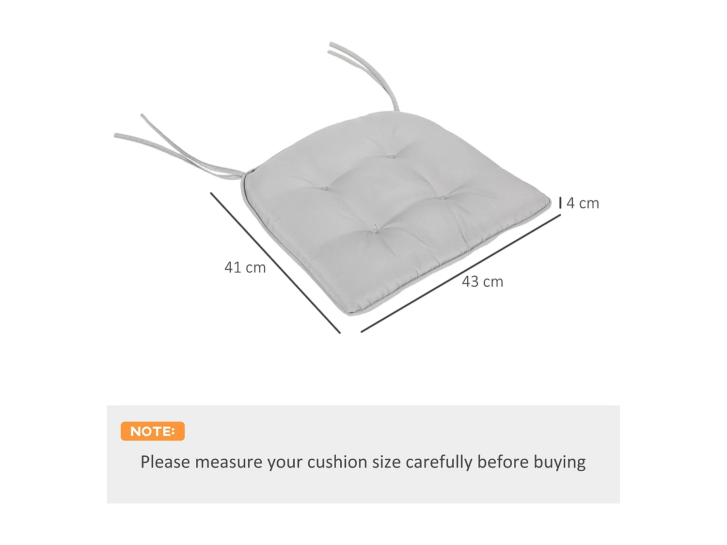 Lot de 4 coussins de chaises de jardin polyester gris clair