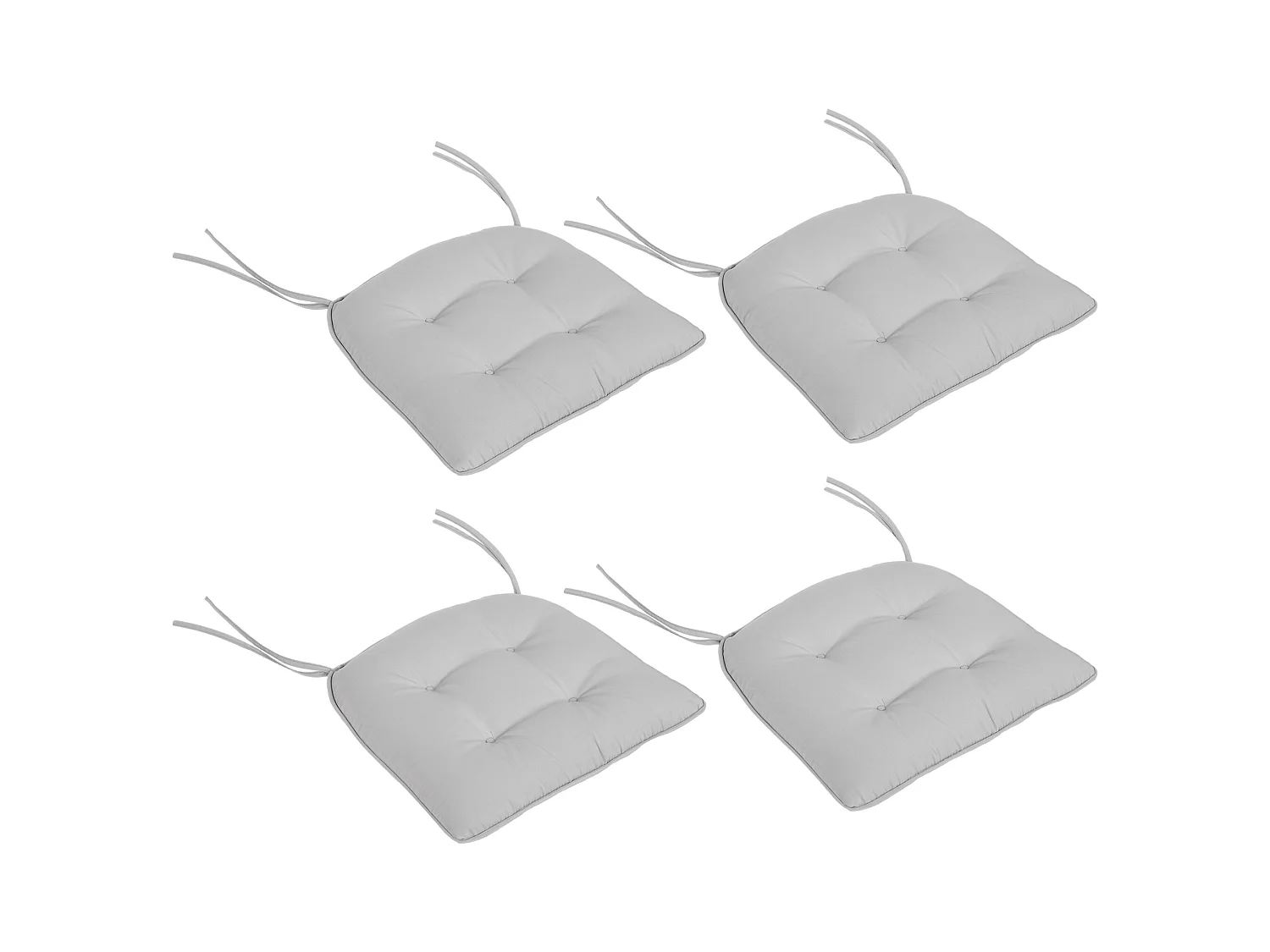 Lot de 4 coussins de chaises de jardin polyester gris clair
