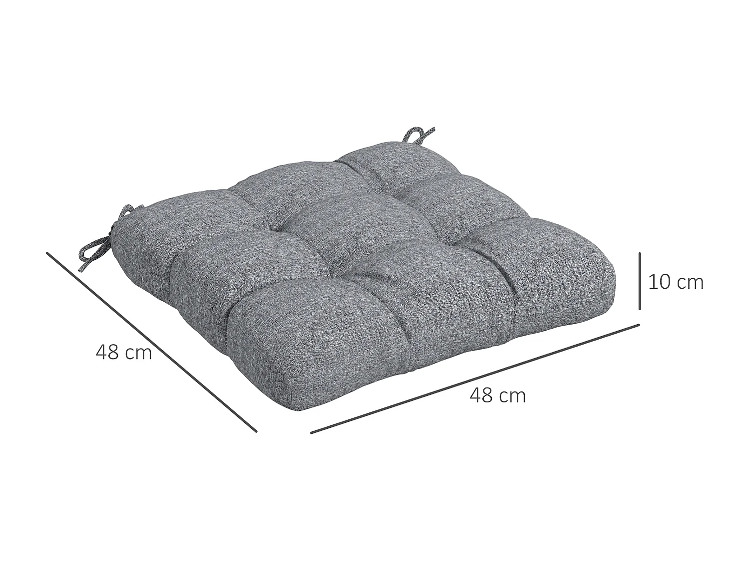 Lot de 4 coussins de chaise de jardin avec attaches gris