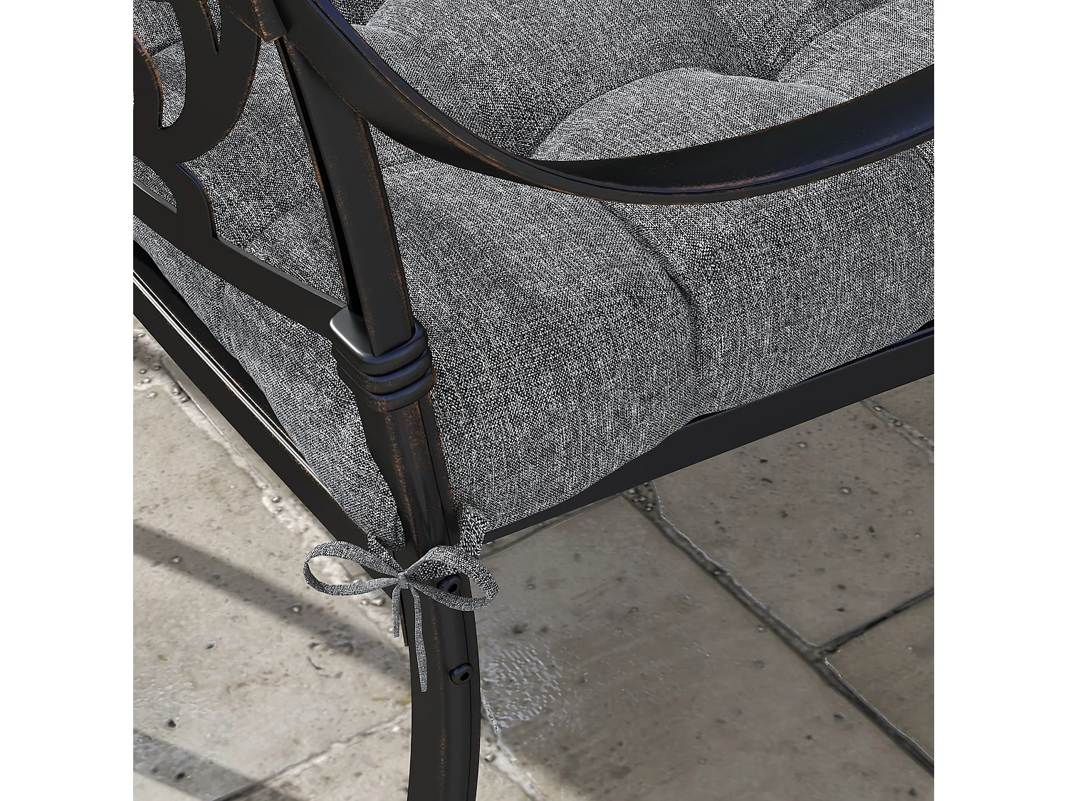 Lot de 4 coussins de chaise de jardin avec attaches gris