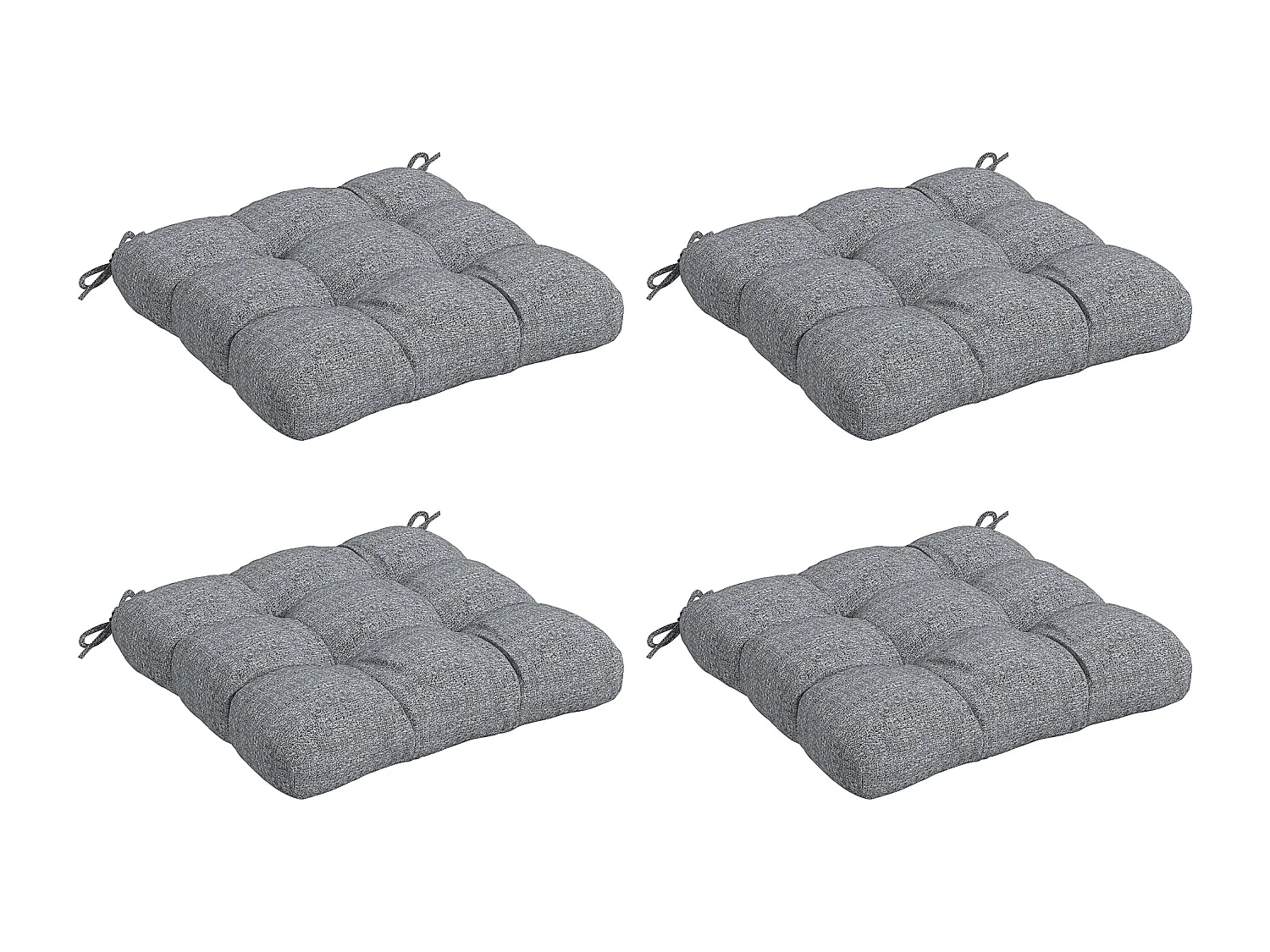 Lot de 4 coussins de chaise de jardin avec attaches gris