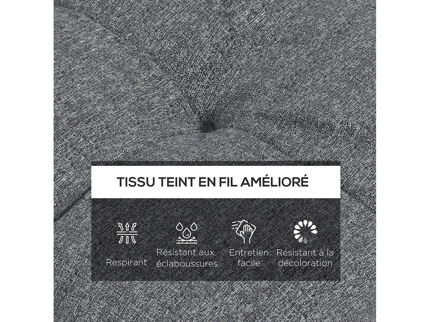 Lot de 4 coussins de chaise de jardin avec attaches gris