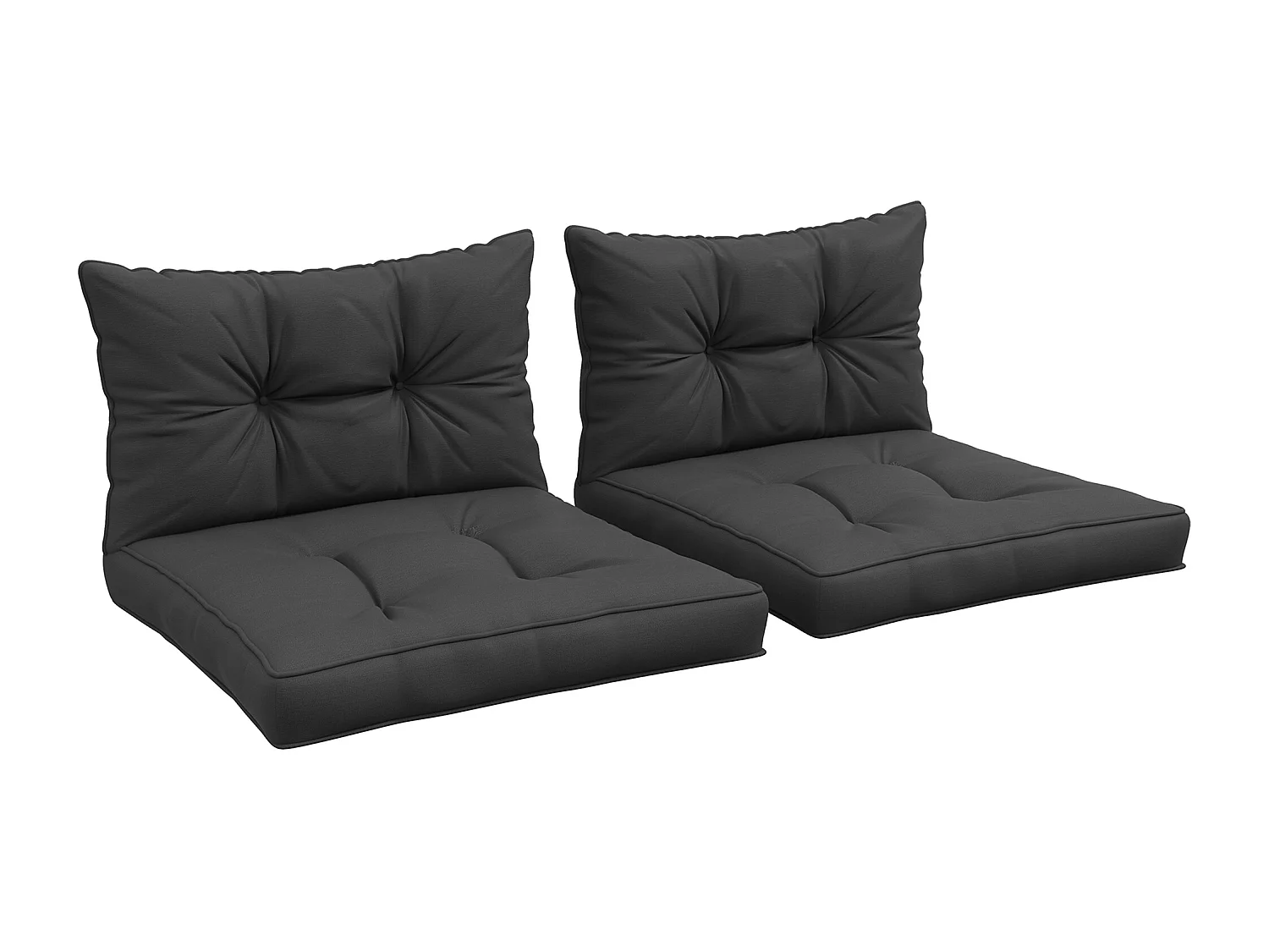 Lot de 4 coussins assises dossiers fauteuils de jardin - effet capitonné - polyester anthracite