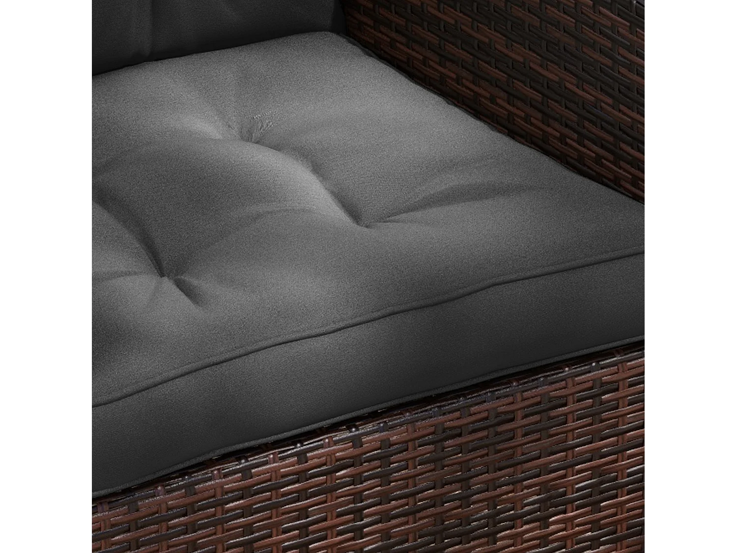 Lot de 4 coussins assises dossiers fauteuils de jardin - effet capitonné - polyester anthracite