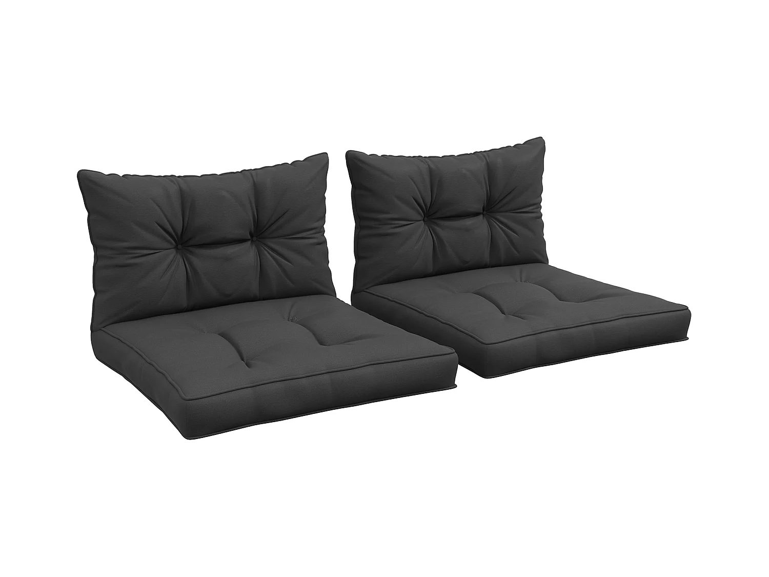 Lot de 4 coussins assises dossiers fauteuils de jardin - effet capitonné - polyester anthracite