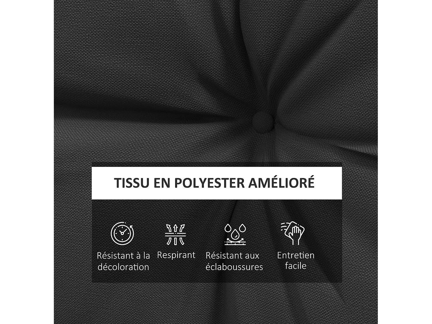 Lot de 4 coussins assises dossiers fauteuils de jardin - effet capitonné - polyester anthracite