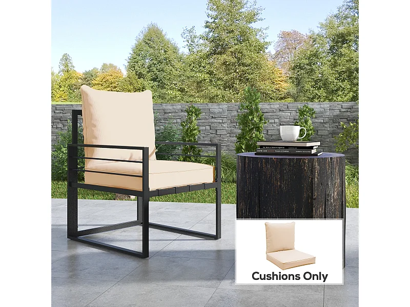 Lot de 2 coussins matelas assise dossier pour chaise de jardin fauteuil polyester beige