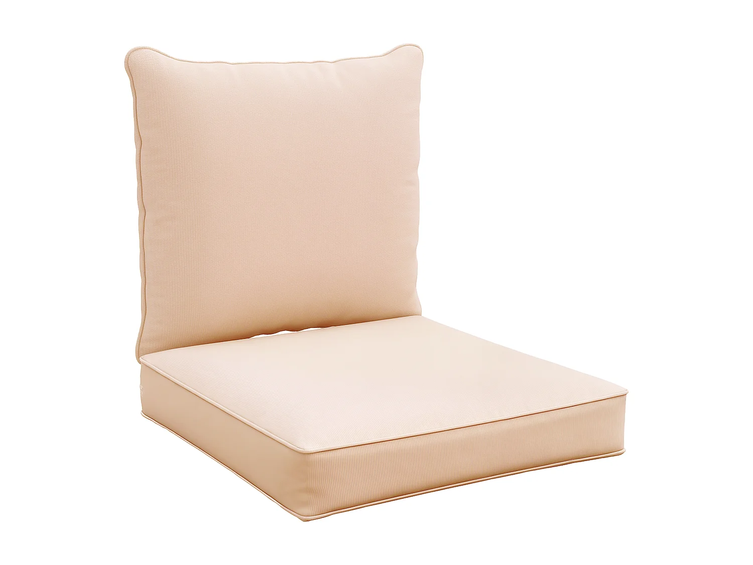 Lot de 2 coussins matelas assise dossier pour chaise de jardin fauteuil polyester beige