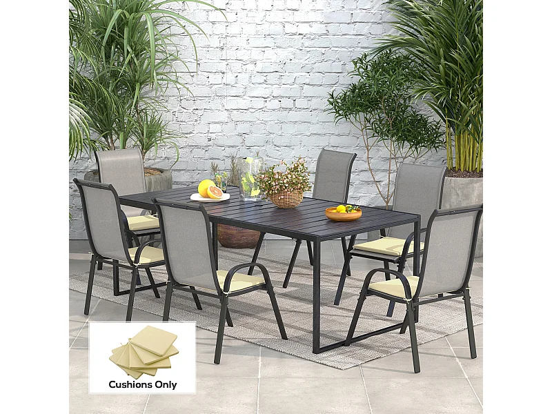 Lot de 6 coussins de chaises de jardin polyester beige