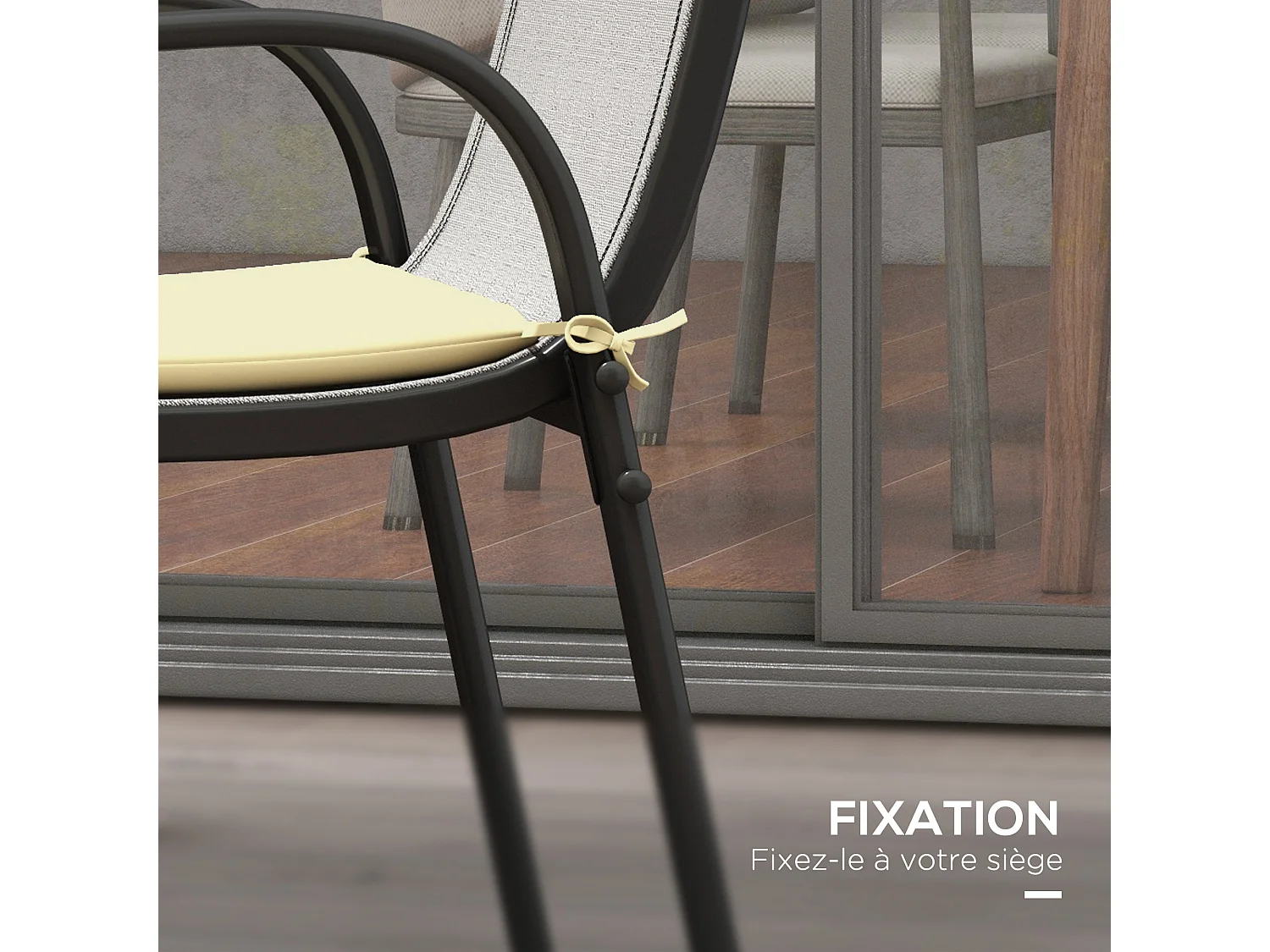 Lot de 6 coussins de chaises de jardin polyester beige