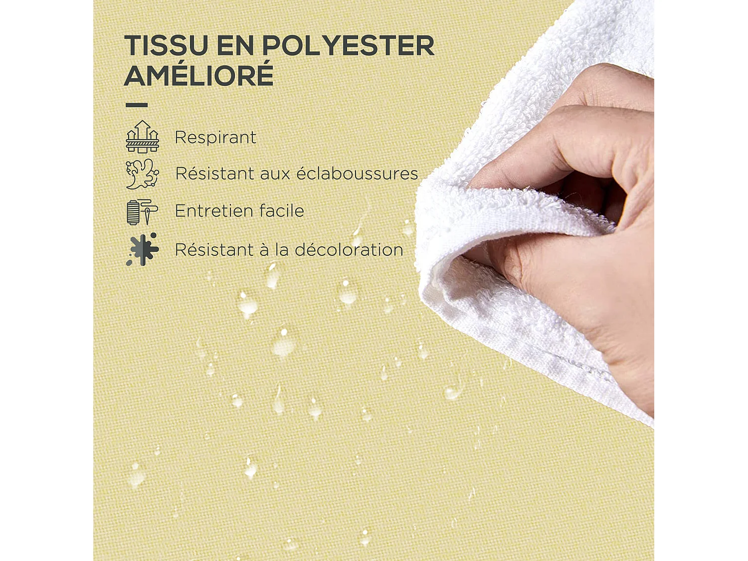 Lot de 6 coussins de chaises de jardin polyester beige