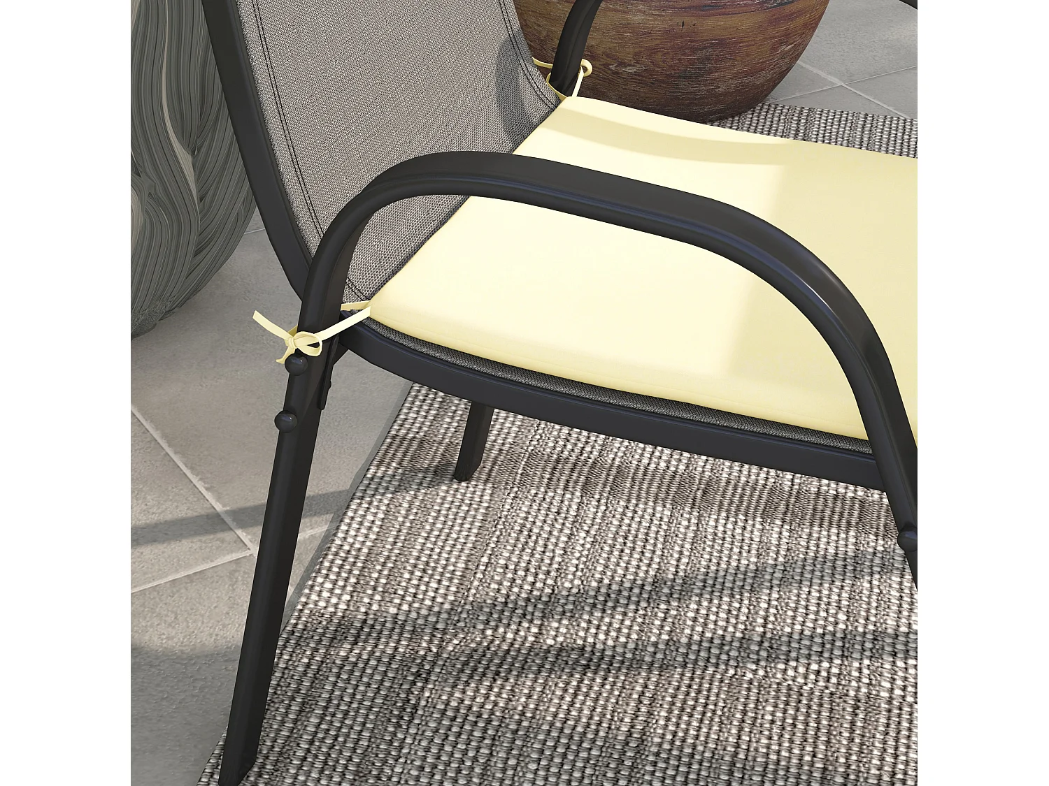 Lot de 6 coussins de chaises de jardin polyester beige