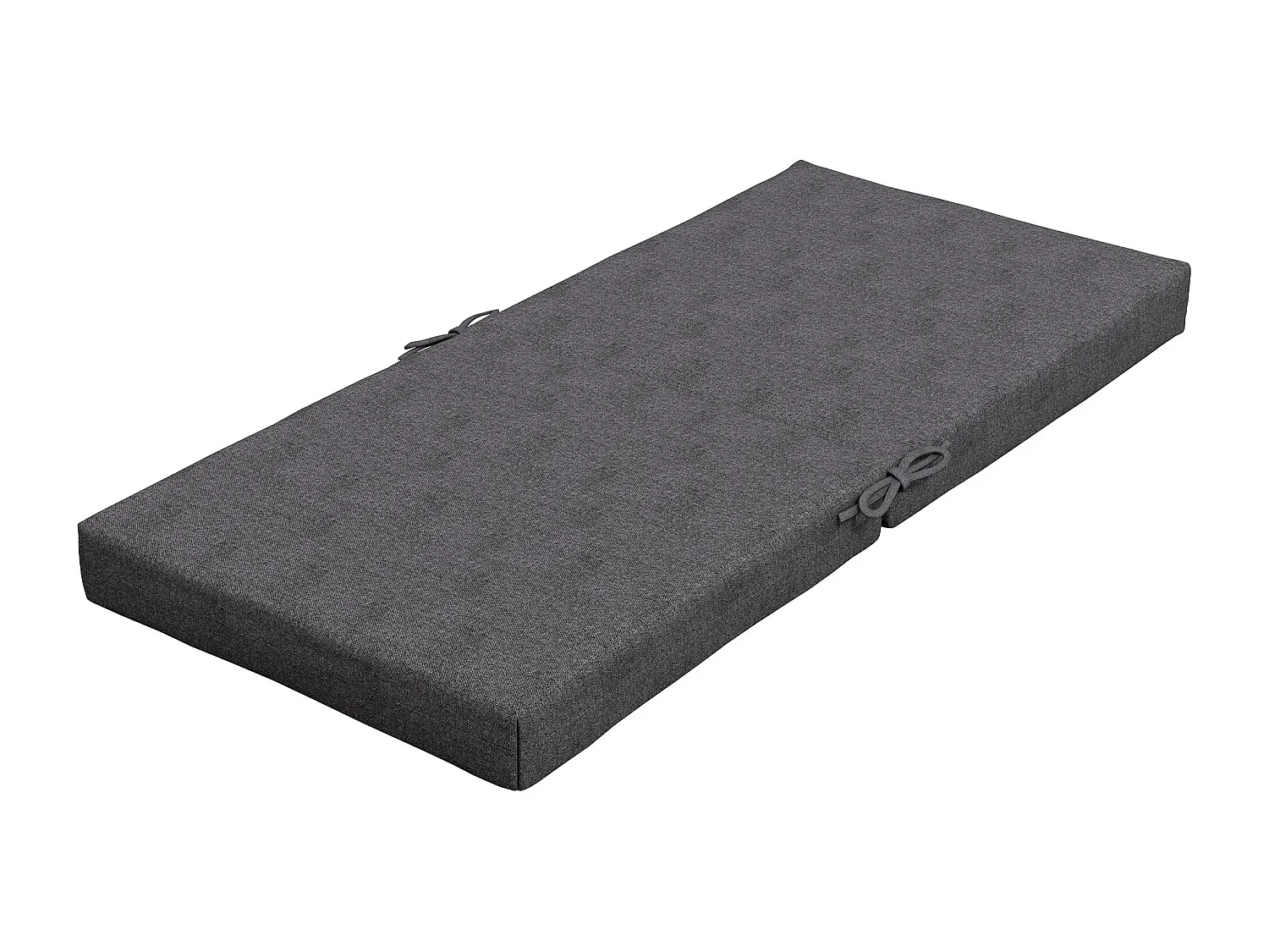 Lot de 2 coussins galettes de chaise de jardin - dim. 112L x 51l x ép. 8 cm - cordons attache - polyester déperlant anthracite