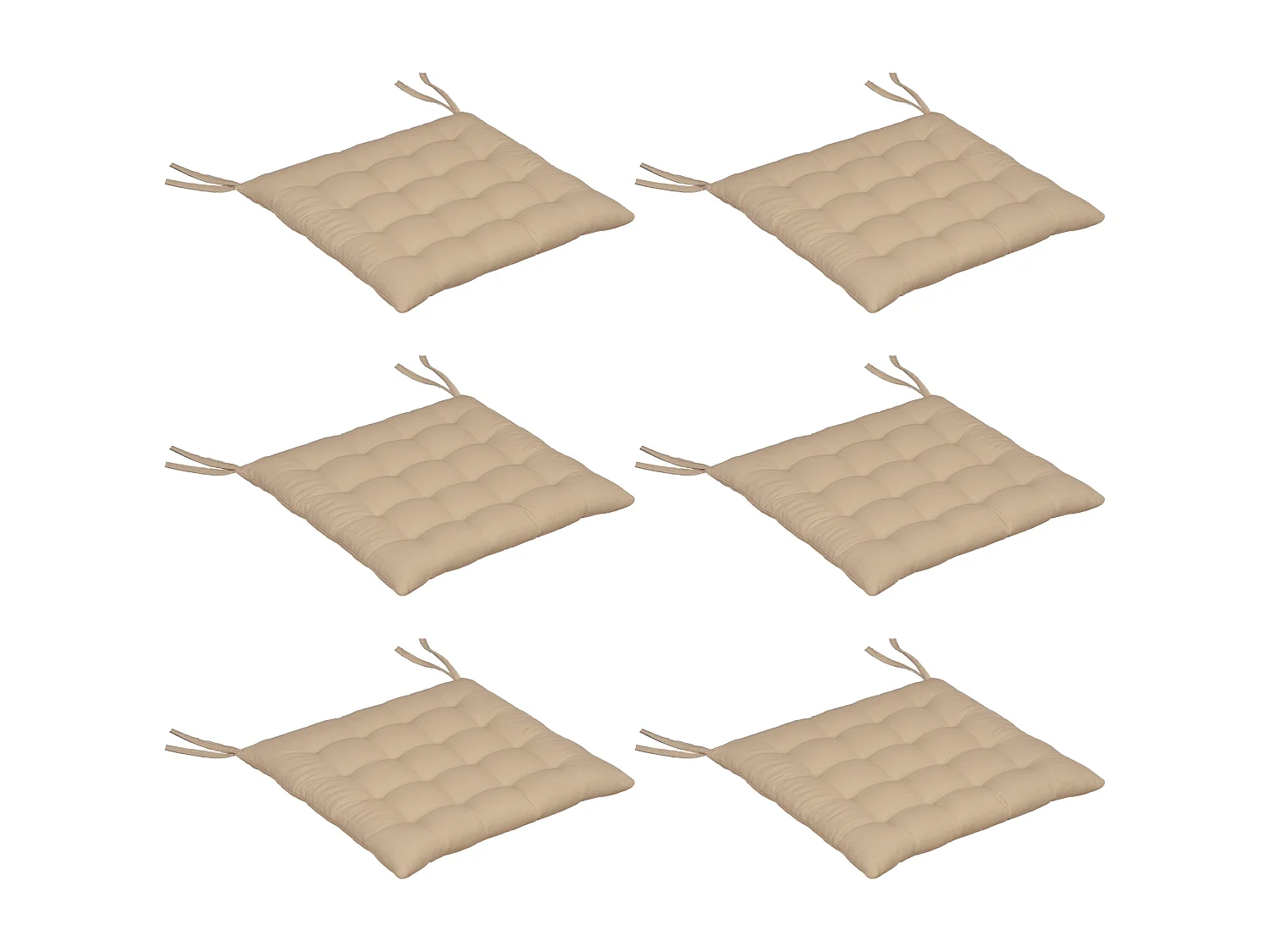 Lot de 6 coussins de chaises de jardin avec attaches kaki
