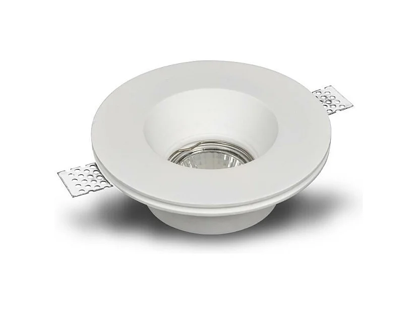 Collerette Downlight Intégration Plâtre/Pladur Ronde pour Ampoule LED GU10/GU5.3 Coupe Ø133 mm UGR17 Blanc