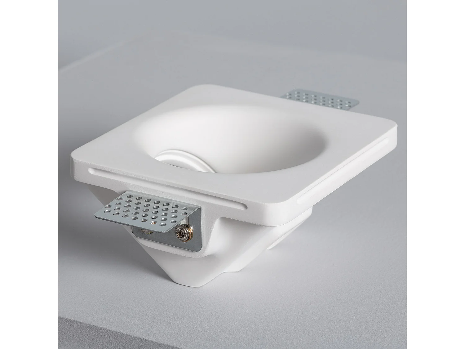 Portafaretto Downlight Integrazione Cartongesso Accento per Lampadina LED GU10 / GU5.3 Foro 123x123 mm UGR17 Bianco