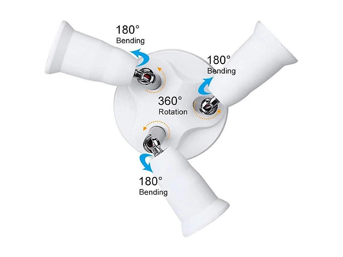 Adaptateur E27 à 3 Ampoules E27  Blanc
