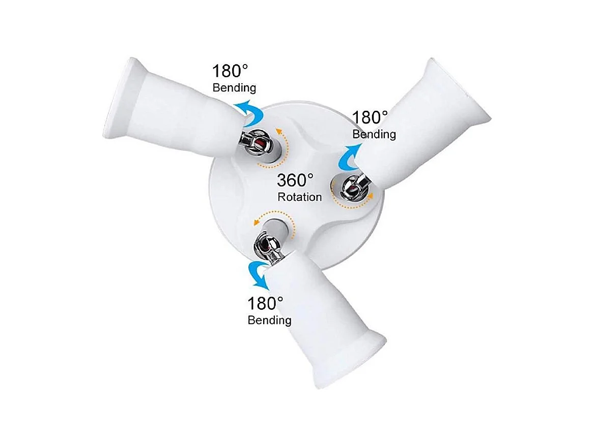 Adaptateur E27 à 3 Ampoules E27  Blanc