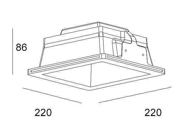 Collerette Downlight LED Intégration Plâtre/Pladur Carrée 9W Coupe 223x223 mm UGR17 2700K Blanc chaud