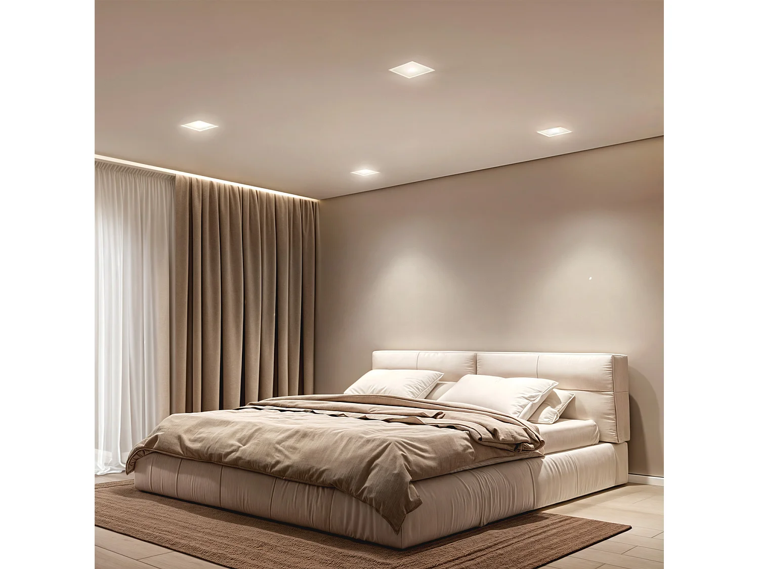 Collerette Downlight LED Intégration Plâtre/Pladur Carrée 18W Coupe 333x333 mm UGR17 2700K Blanc chaud