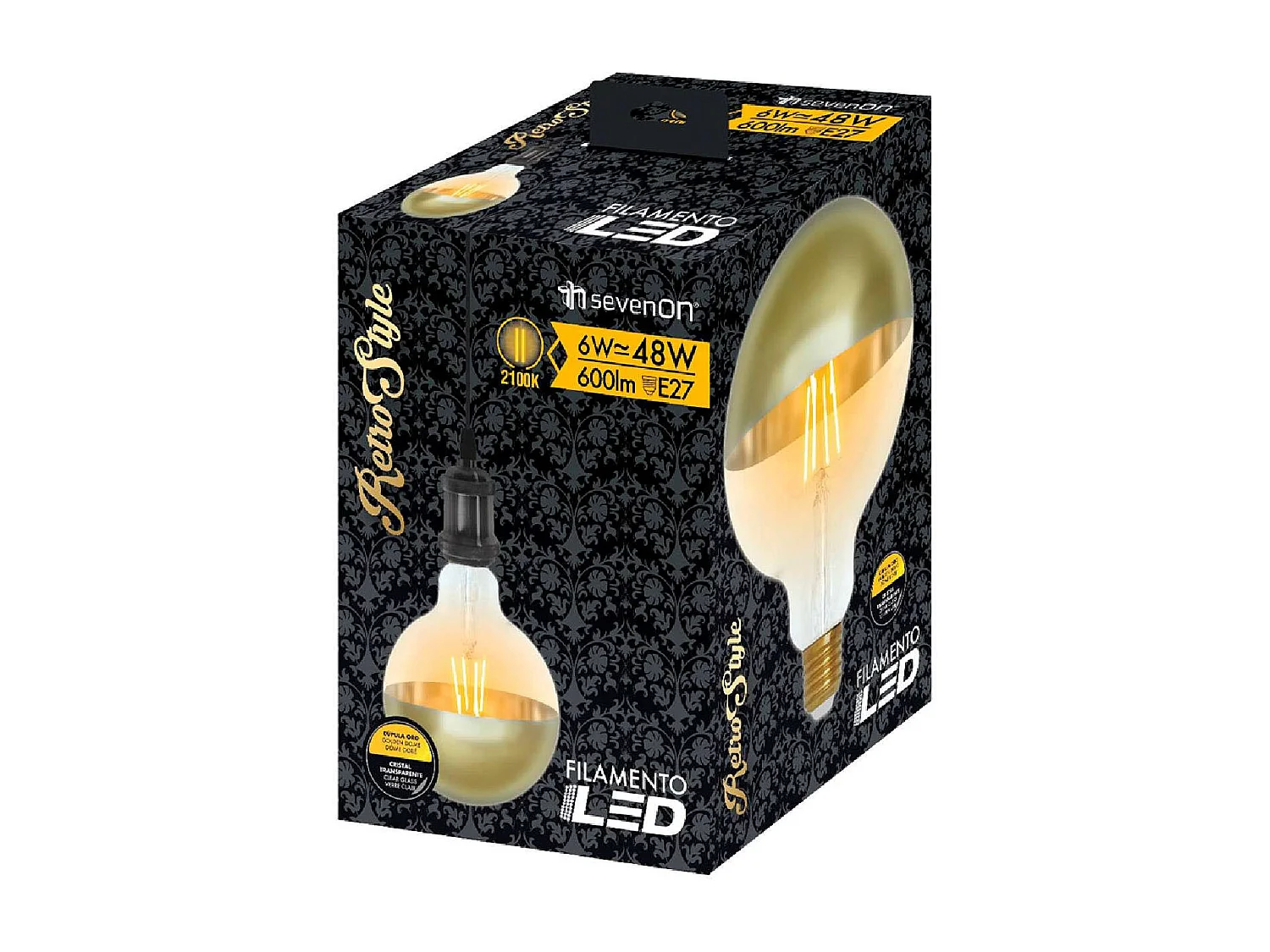 Lampadina LED Globo G120 Cupola Oro E27 6W Equi.48W 600lm 2100K 15000H 7hSevenOn Vintage