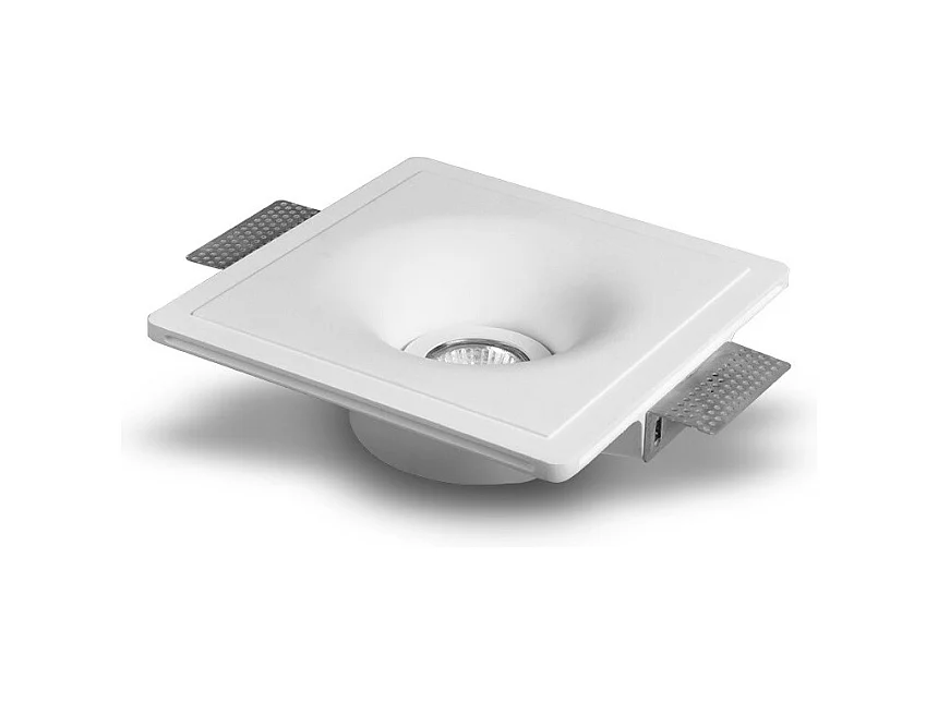Collerette Downlight Intégration Plâtre/Pladur pour Ampoule LED GU10/GU5.3 Coupe 207x207 mm UGR17 Blanc
