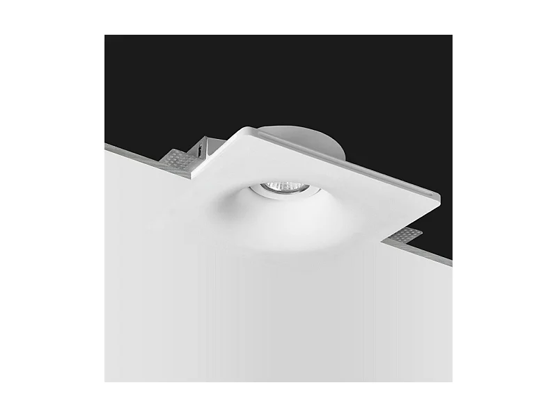 Collerette Downlight Intégration Plâtre/Pladur pour Ampoule LED GU10/GU5.3 Coupe 207x207 mm UGR17 Blanc