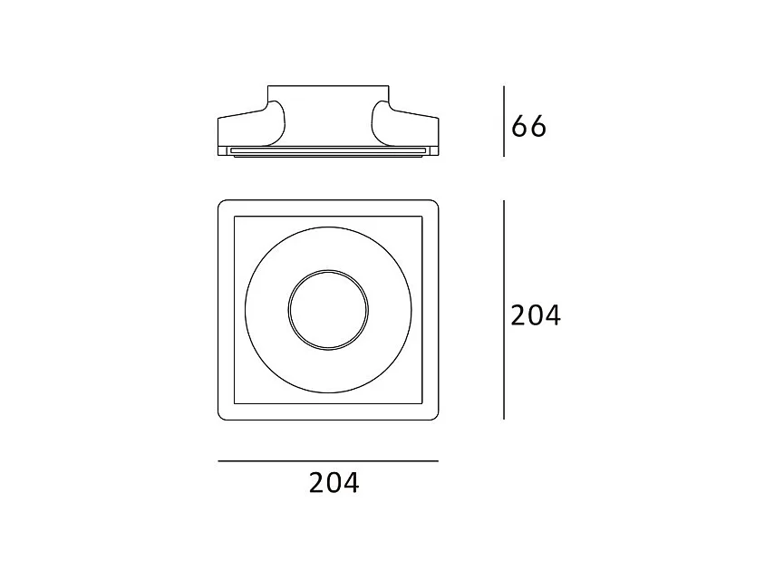 Collerette Downlight Intégration Plâtre/Pladur pour Ampoule LED GU10/GU5.3 Coupe 207x207 mm UGR17 Blanc