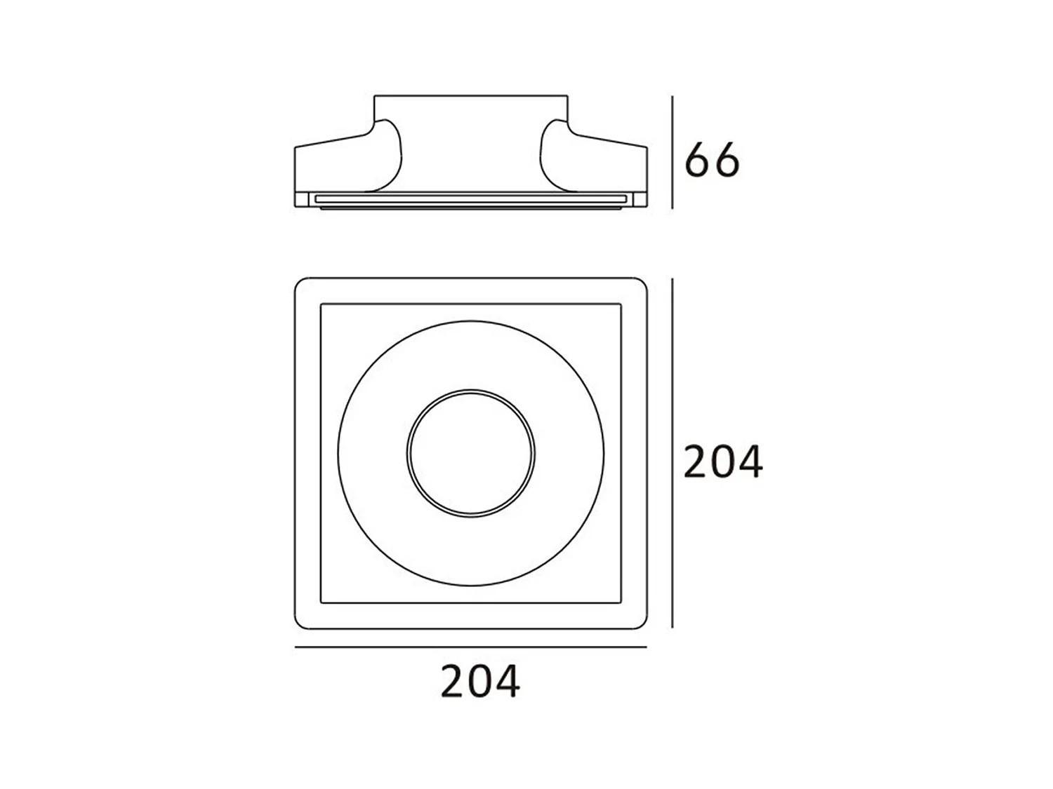 Collerette Downlight Intégration Plâtre/Pladur pour Ampoule LED GU10/GU5.3 Coupe 207x207 mm UGR17 Blanc