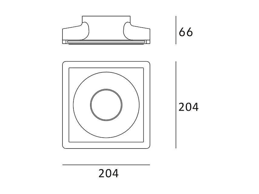 Aro Downlight Integración Escayola/Pladur para Bombilla LED GU10 / GU5.3 Corte 207x207 mm UGR17 Blanco