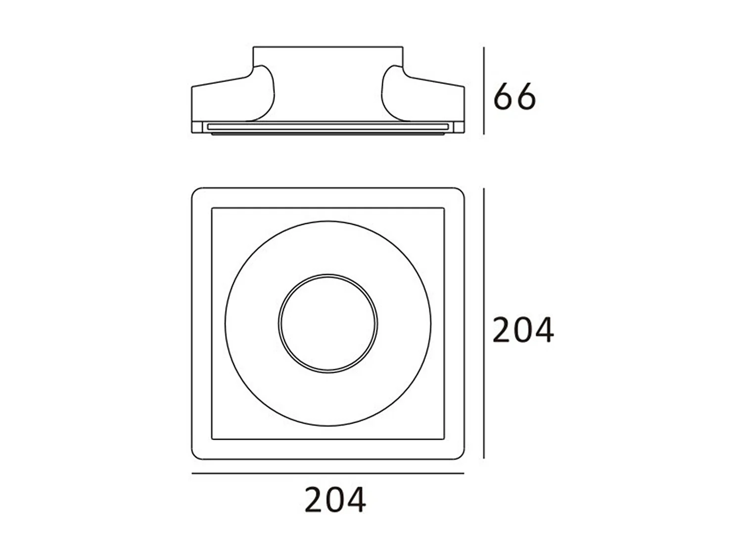 Aro Downlight Integración Escayola/Pladur para Bombilla LED GU10 / GU5.3 Corte 207x207 mm UGR17 Blanco