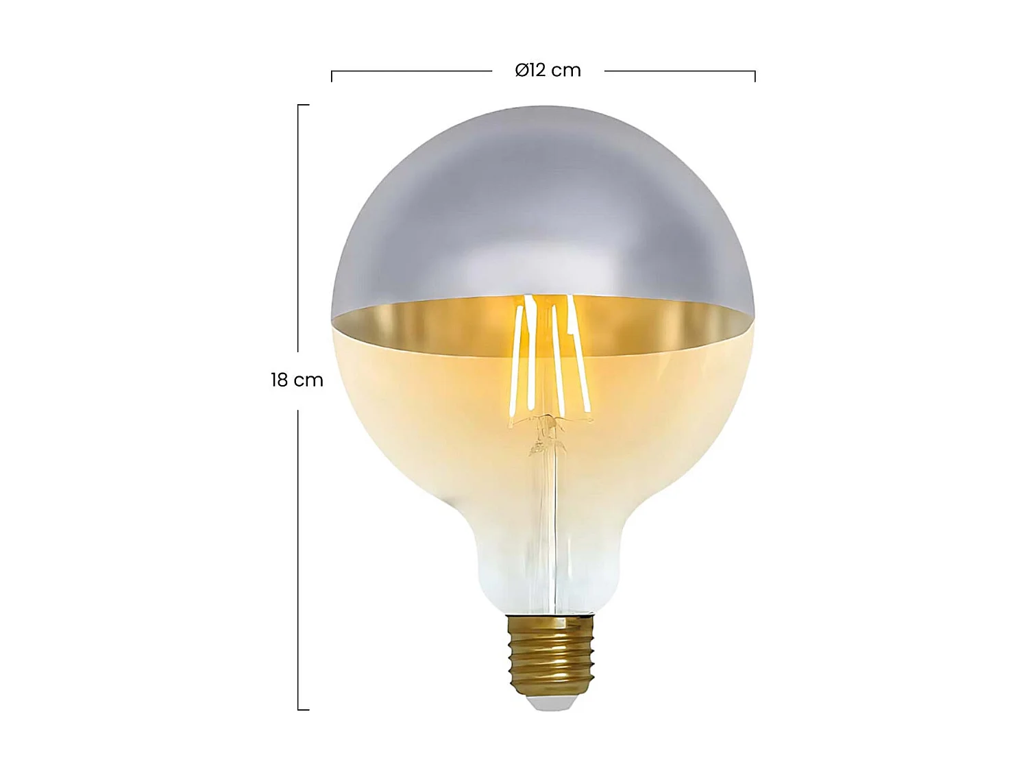 Lampadina LED Globo G120 Cupola Argento E27 8W Equi.60W 806lm 2100K Vintage 15000H 7hSevenOn Vintage