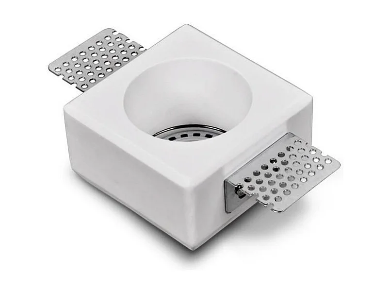 Collerette Downlight Intégration Plâtre pour Ampoule LED GU10/GU5.3 Coupe 83x83 mm UGR17 Blanc