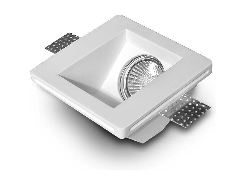 Aro Downlight Integración Escayola/Pladur Cuadrado Accent para Bombilla LED GU10 / GU5.3 Corte 123x123 mm UGR17 Blanco