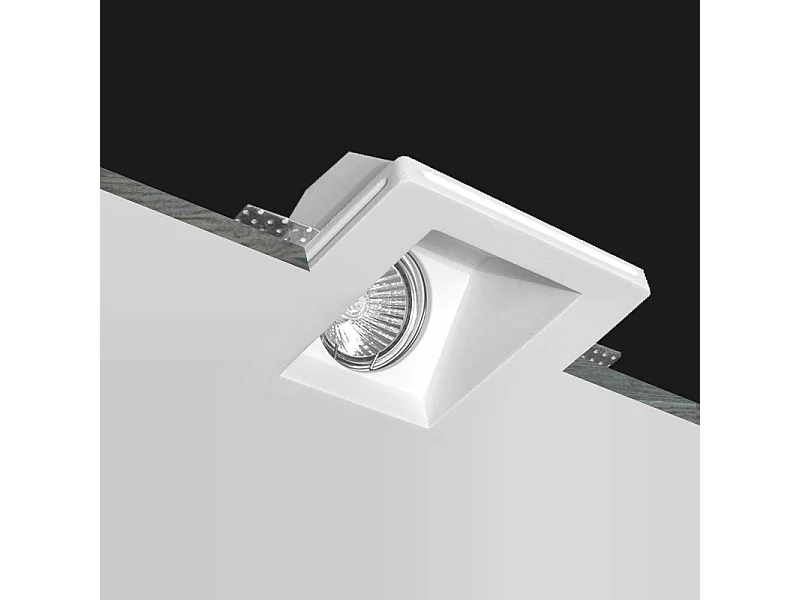 Collerette Downlight Intégration Plâtre/Pladur Carrée Accent pour Ampoule LED GU10/GU5.3 Coupe 123x123 mm UGR17 Blanc