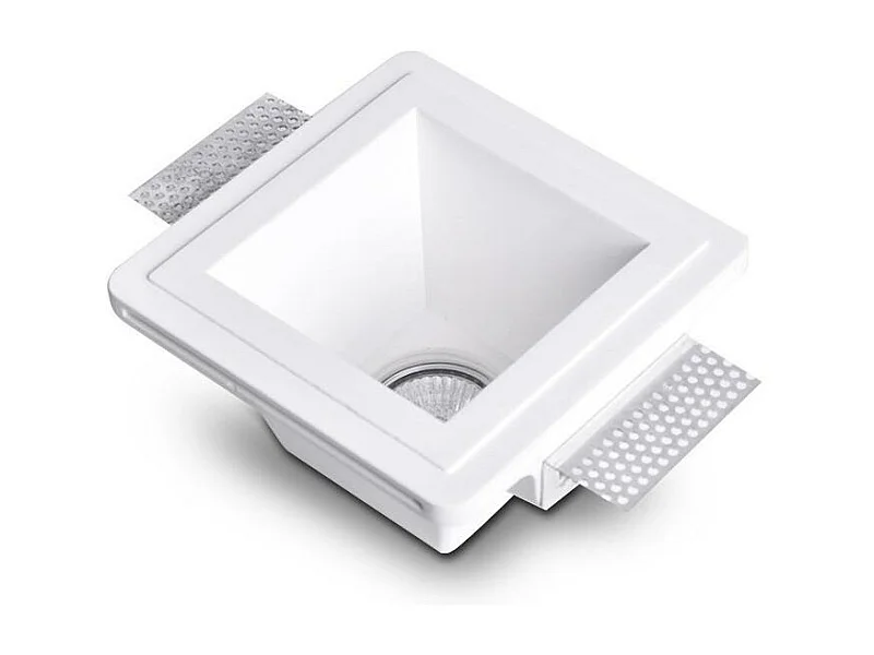 Portafaretto Downlight Integrazione Cartongesso Quadrato per Lampadina LED GU10 / GU5.3 Foro 153x153 mm UGR17 Bianco